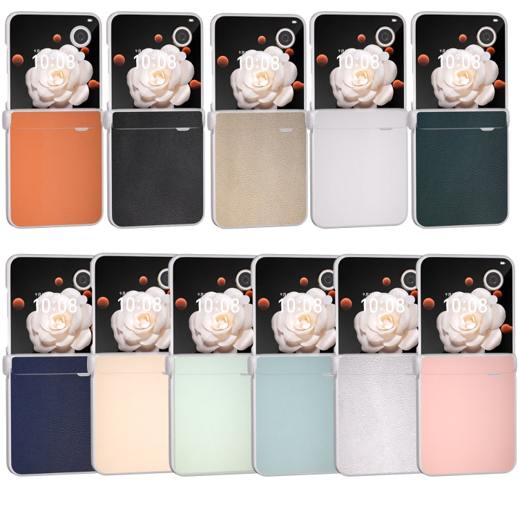 For Honor Magic V Flip ABEEL Three Parts Frosted Translucent Frame PU Leather Full Coverage Phone Case