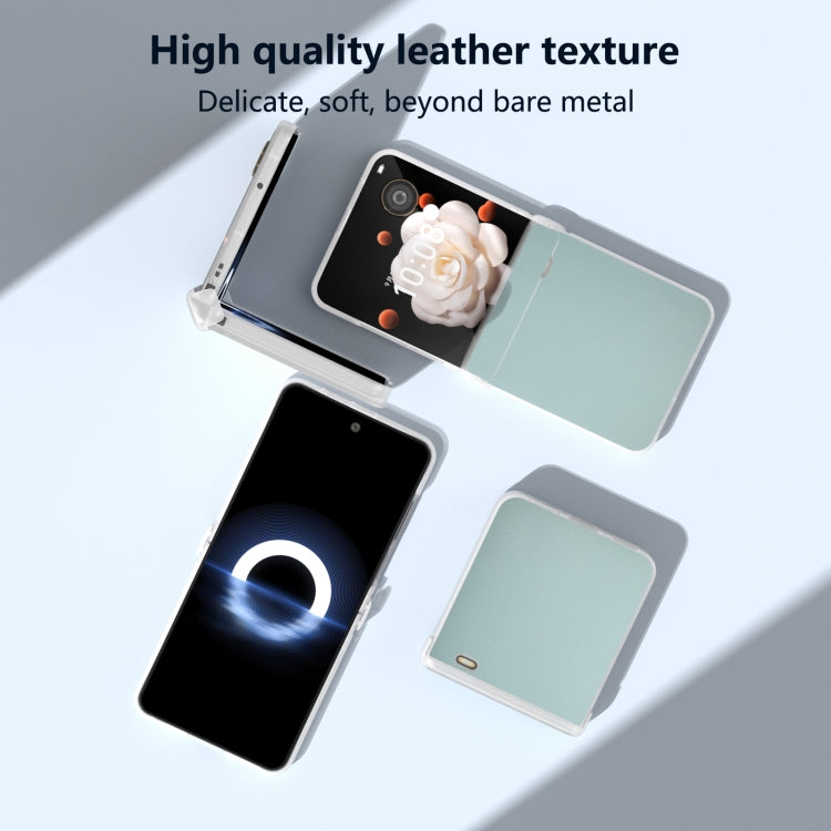 For Honor Magic V Flip ABEEL Three Parts Frosted Translucent Frame PU Leather Full Coverage Phone Case
