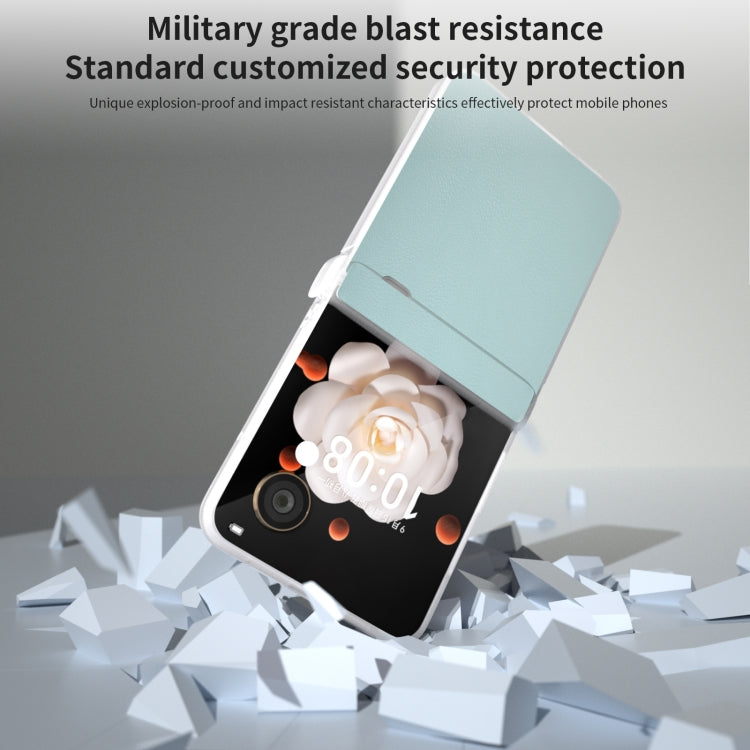 For Honor Magic V Flip ABEEL Three Parts Frosted Translucent Frame PU Leather Full Coverage Phone Case