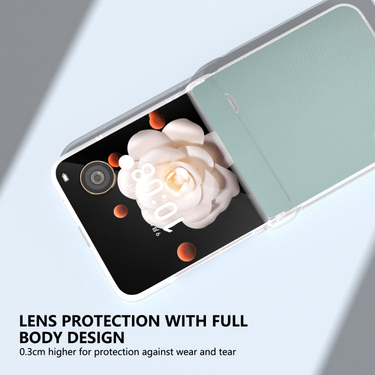 For Honor Magic V Flip ABEEL Three Parts Frosted Translucent Frame PU Leather Full Coverage Phone Case