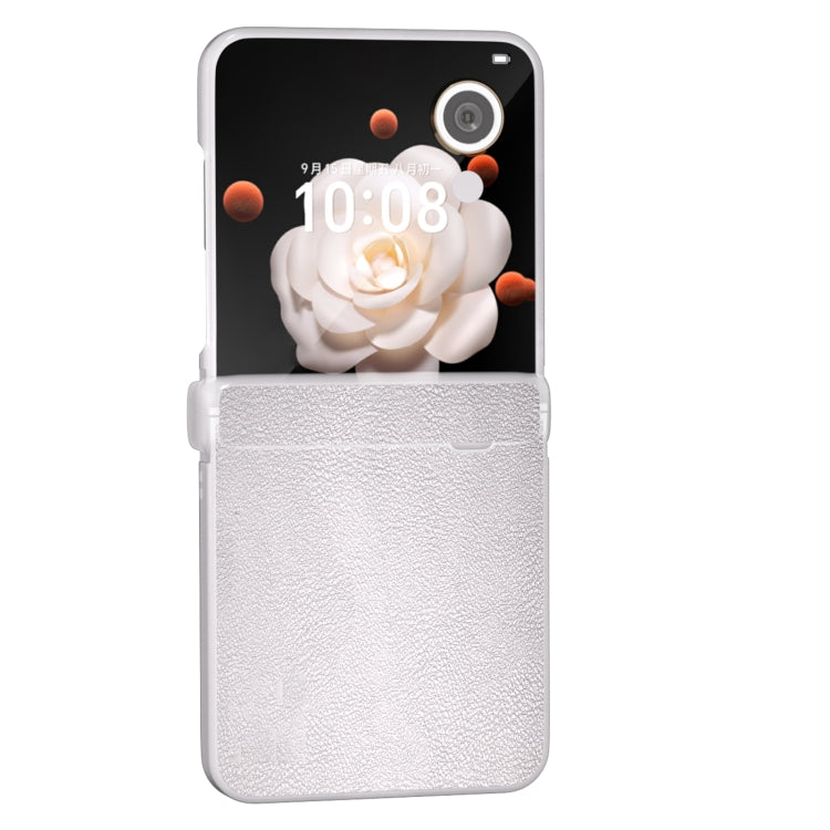 For Honor Magic V Flip ABEEL Three Parts Frosted Translucent Frame PU Leather Full Coverage Phone Case