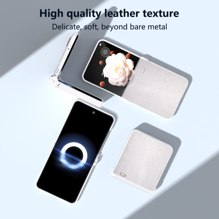 For Honor Magic V Flip ABEEL Three Parts Frosted Translucent Frame PU Leather Full Coverage Phone Case