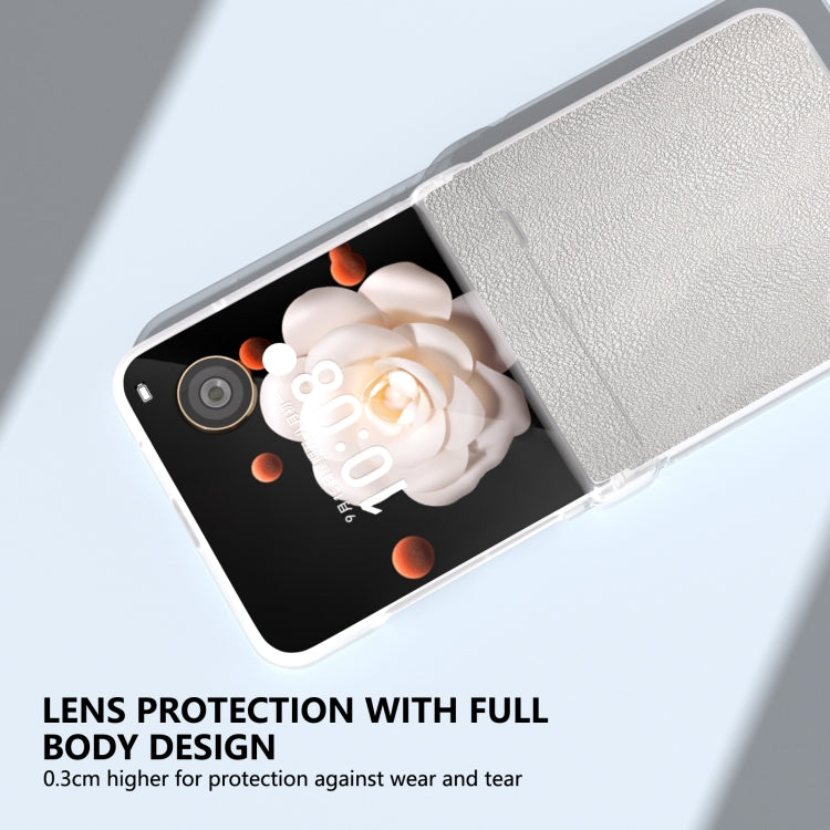 For Honor Magic V Flip ABEEL Three Parts Frosted Translucent Frame PU Leather Full Coverage Phone Case