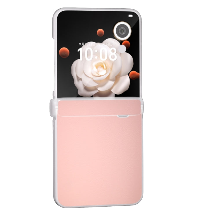 For Honor Magic V Flip ABEEL Three Parts Frosted Translucent Frame PU Leather Full Coverage Phone Case