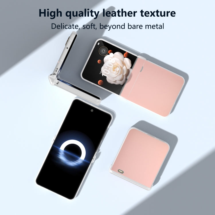 For Honor Magic V Flip ABEEL Three Parts Frosted Translucent Frame PU Leather Full Coverage Phone Case