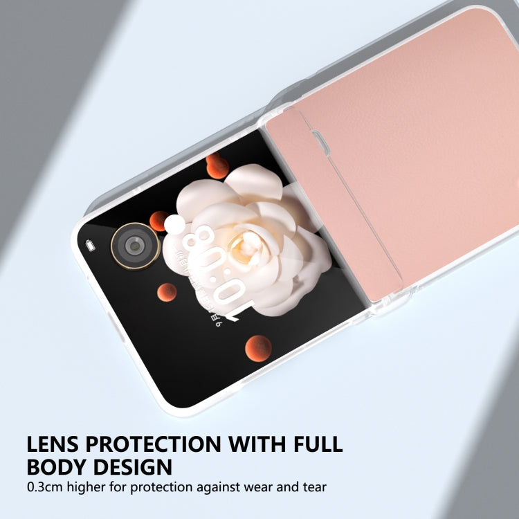 For Honor Magic V Flip ABEEL Three Parts Frosted Translucent Frame PU Leather Full Coverage Phone Case