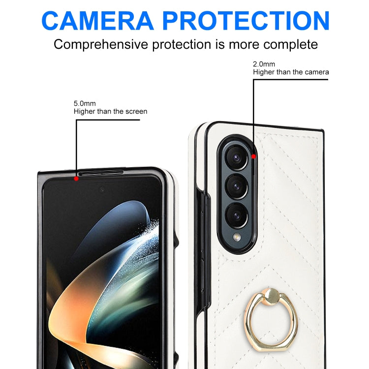 For Samsung Galaxy Z Fold3 5G V-shaped Folding Phone Case with Rotating Ring