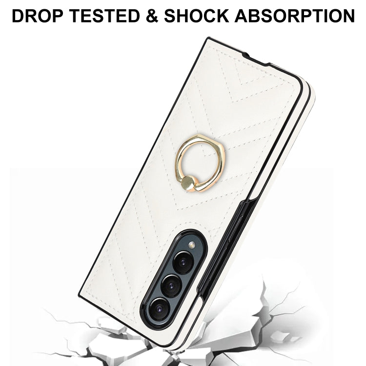 For Samsung Galaxy Z Fold3 5G V-shaped Folding Phone Case with Rotating Ring