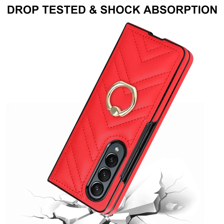For Samsung Galaxy Z Fold3 5G V-shaped Folding Phone Case with Rotating Ring