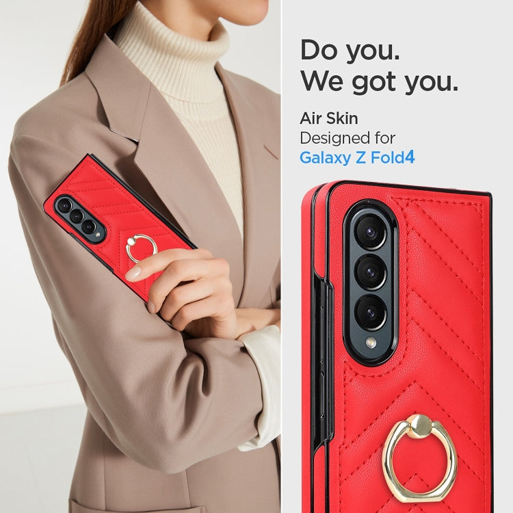For Samsung Galaxy Z Fold3 5G V-shaped Folding Phone Case with Rotating Ring