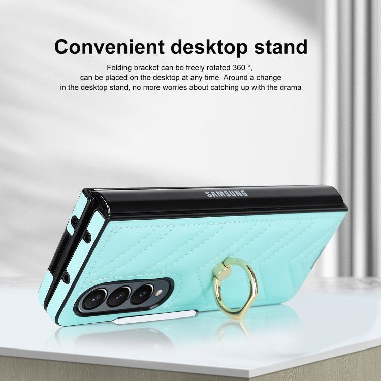 For Samsung Galaxy Z Fold3 5G V-shaped Folding Phone Case with Rotating Ring