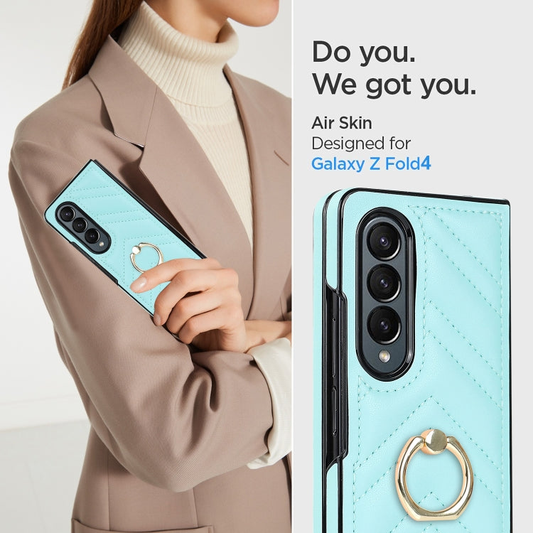 For Samsung Galaxy Z Fold3 5G V-shaped Folding Phone Case with Rotating Ring
