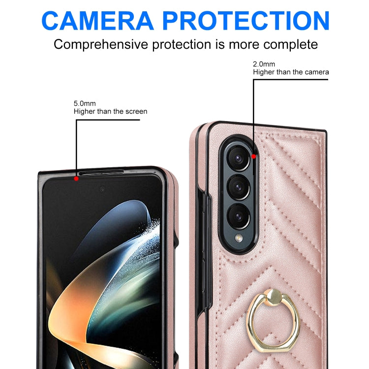 For Samsung Galaxy Z Fold3 5G V-shaped Folding Phone Case with Rotating Ring