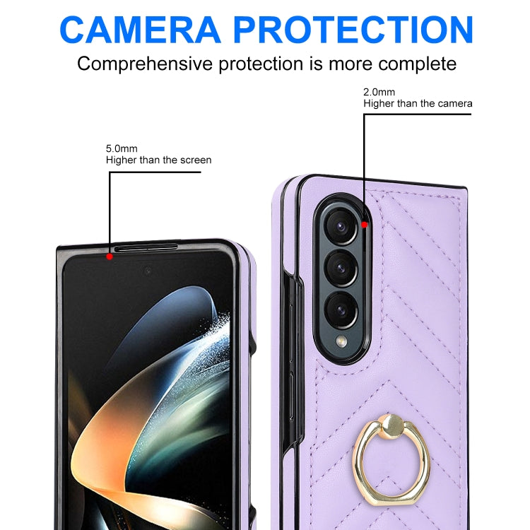 For Samsung Galaxy Z Fold3 5G V-shaped Folding Phone Case with Rotating Ring