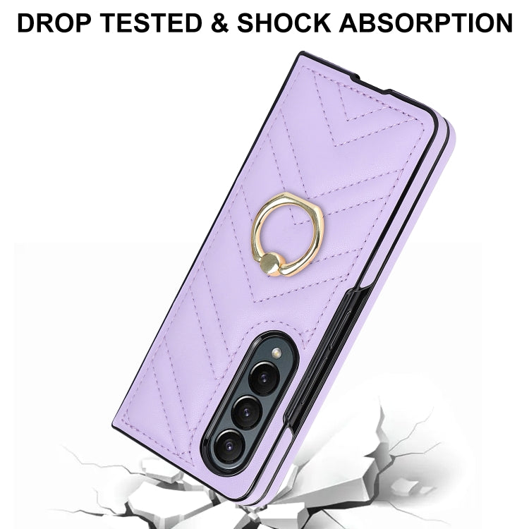 For Samsung Galaxy Z Fold3 5G V-shaped Folding Phone Case with Rotating Ring