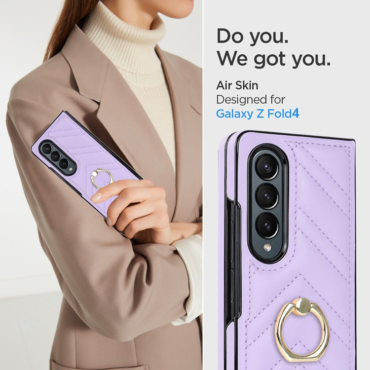For Samsung Galaxy Z Fold3 5G V-shaped Folding Phone Case with Rotating Ring
