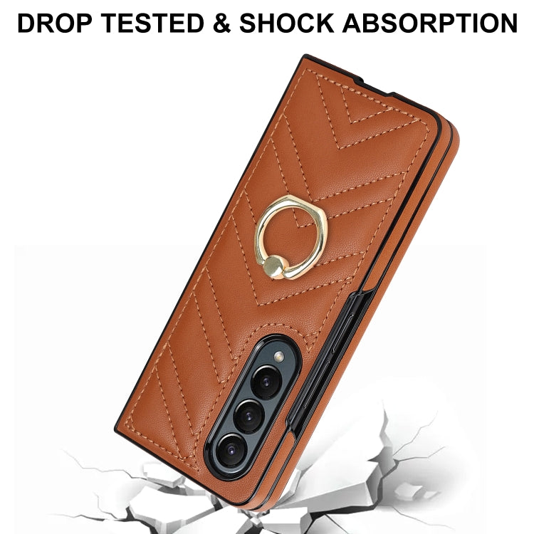 For Samsung Galaxy Z Fold3 5G V-shaped Folding Phone Case with Rotating Ring