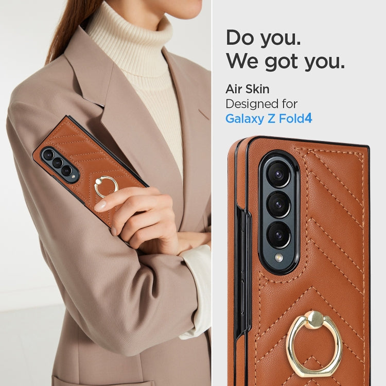 For Samsung Galaxy Z Fold3 5G V-shaped Folding Phone Case with Rotating Ring