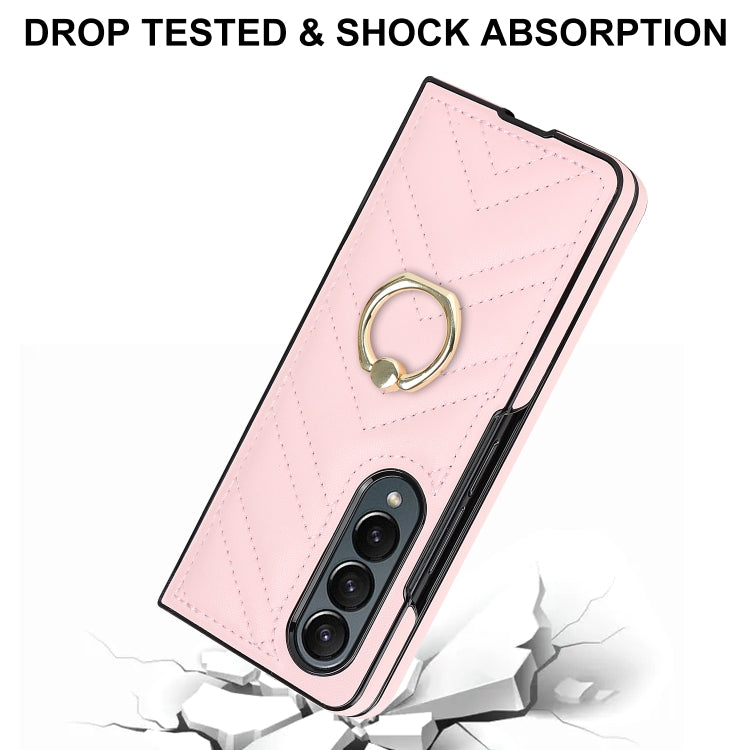 For Samsung Galaxy Z Fold4 V-shaped Folding Phone Case with Rotating Ring