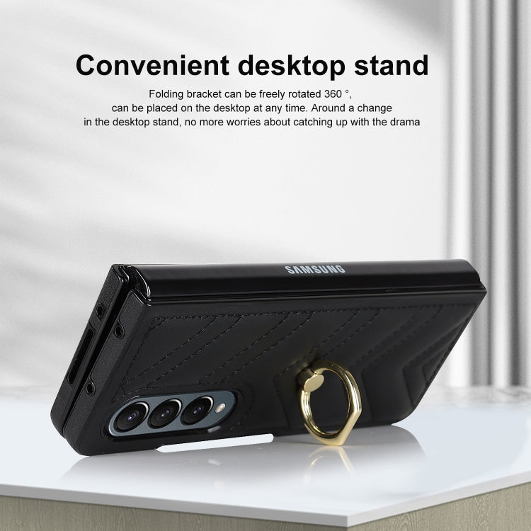 For Samsung Galaxy Z Fold4 V-shaped Folding Phone Case with Rotating Ring