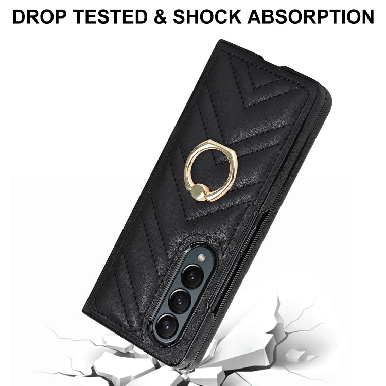 For Samsung Galaxy Z Fold4 V-shaped Folding Phone Case with Rotating Ring