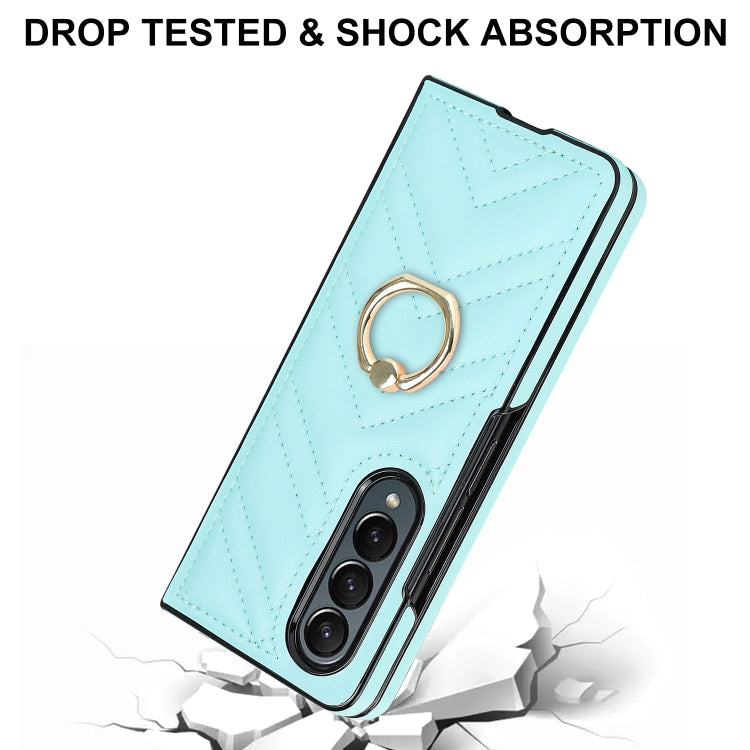 For Samsung Galaxy Z Fold4 V-shaped Folding Phone Case with Rotating Ring