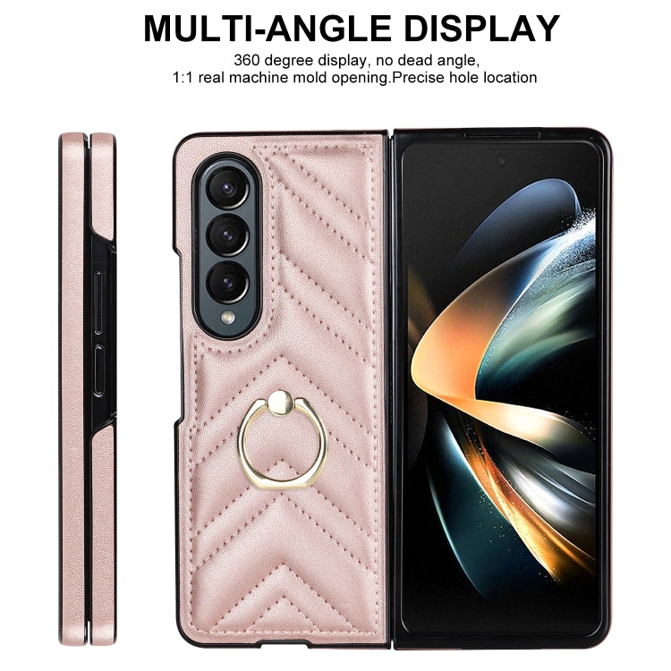 For Samsung Galaxy Z Fold4 V-shaped Folding Phone Case with Rotating Ring