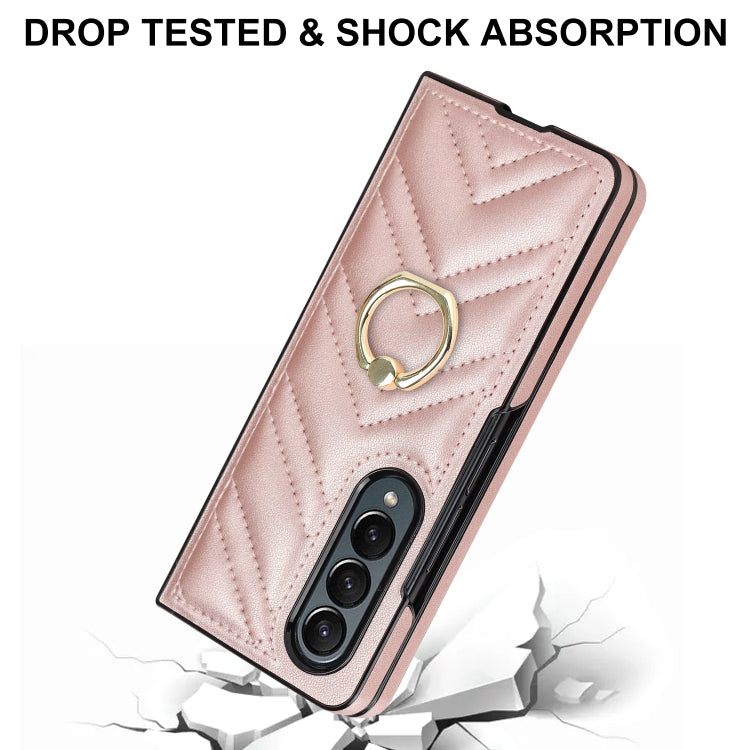 For Samsung Galaxy Z Fold4 V-shaped Folding Phone Case with Rotating Ring