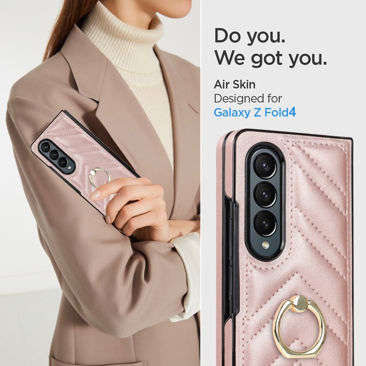For Samsung Galaxy Z Fold4 V-shaped Folding Phone Case with Rotating Ring