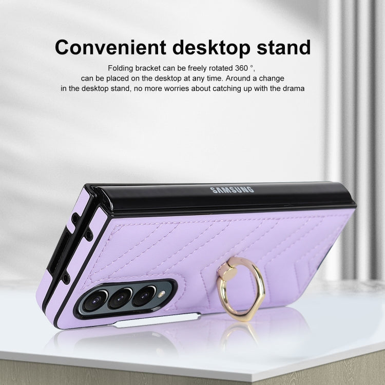 For Samsung Galaxy Z Fold4 V-shaped Folding Phone Case with Rotating Ring