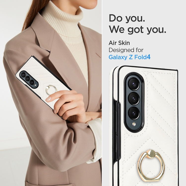For Samsung Galaxy Z Fold5 V-shaped Folding Phone Case with Rotating Ring