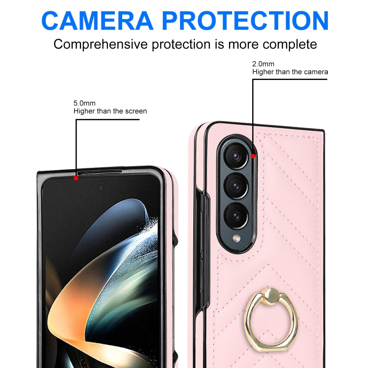 For Samsung Galaxy Z Fold5 V-shaped Folding Phone Case with Rotating Ring