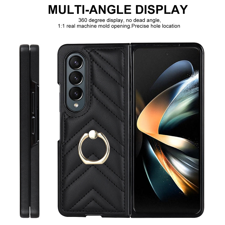 For Samsung Galaxy Z Fold5 V-shaped Folding Phone Case with Rotating Ring