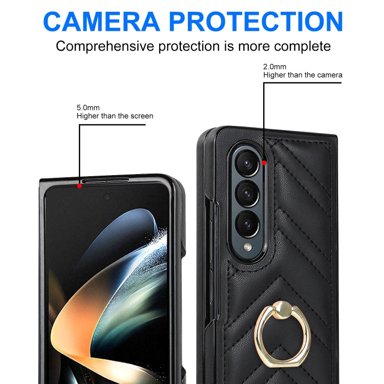 For Samsung Galaxy Z Fold5 V-shaped Folding Phone Case with Rotating Ring