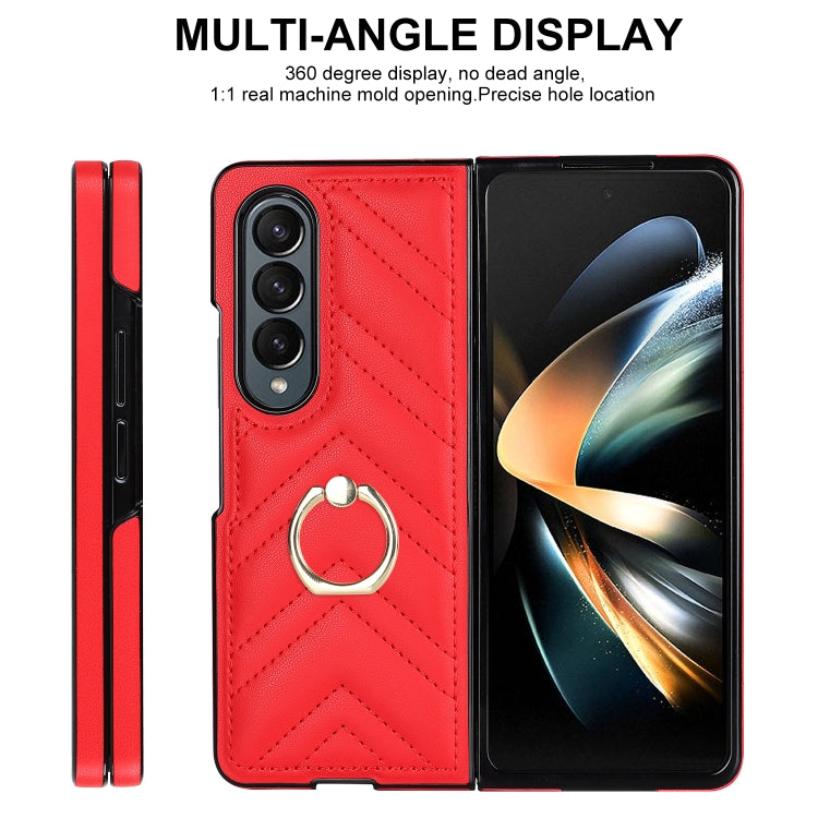 For Samsung Galaxy Z Fold5 V-shaped Folding Phone Case with Rotating Ring