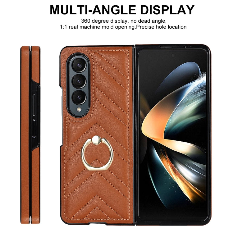For Samsung Galaxy Z Fold5 V-shaped Folding Phone Case with Rotating Ring