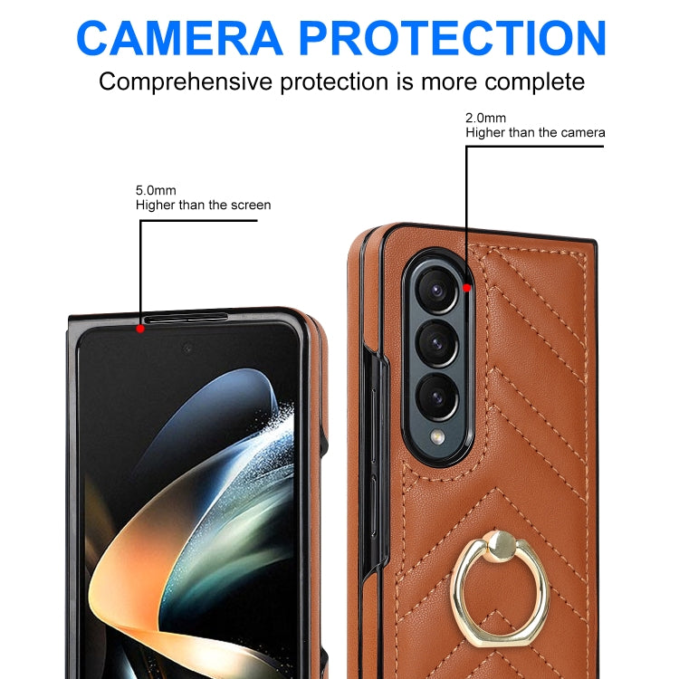 For Samsung Galaxy Z Fold5 V-shaped Folding Phone Case with Rotating Ring