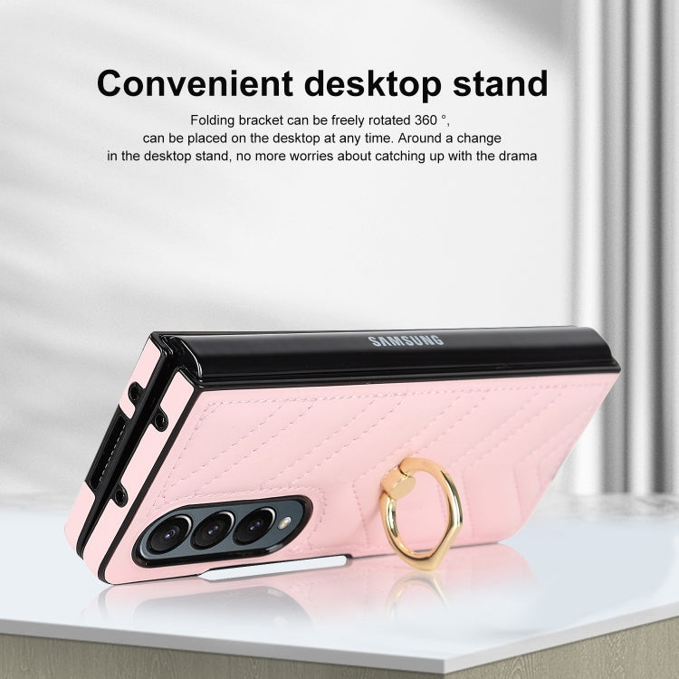 For Samsung Galaxy Z Fold6 V-shaped Folding Phone Case with Rotating Ring