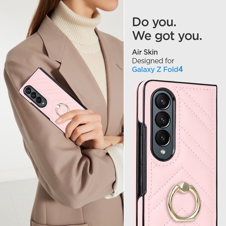 For Samsung Galaxy Z Fold6 V-shaped Folding Phone Case with Rotating Ring
