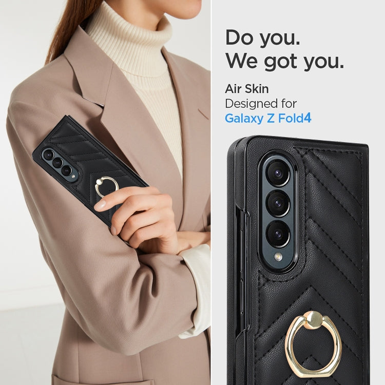For Samsung Galaxy Z Fold6 V-shaped Folding Phone Case with Rotating Ring