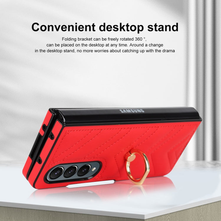 For Samsung Galaxy Z Fold6 V-shaped Folding Phone Case with Rotating Ring