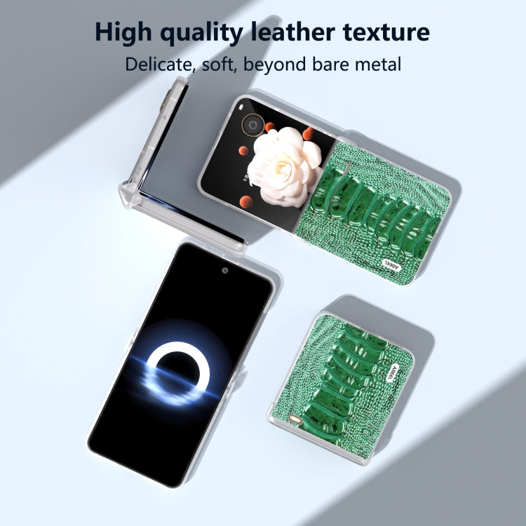 For Honor Magic V Flip ABEEL Three Parts Frosted Translucent Frame Genuine Leather Weilai Series Phone Case