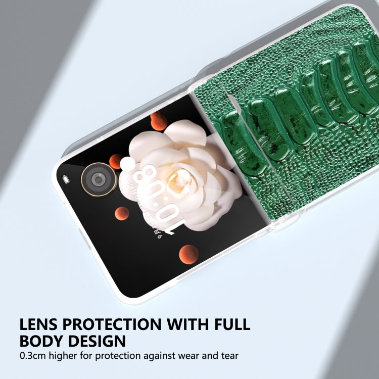 For Honor Magic V Flip ABEEL Three Parts Frosted Translucent Frame Genuine Leather Weilai Series Phone Case