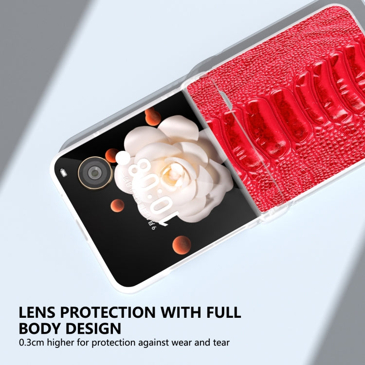For Honor Magic V Flip ABEEL Three Parts Frosted Translucent Frame Genuine Leather Weilai Series Phone Case