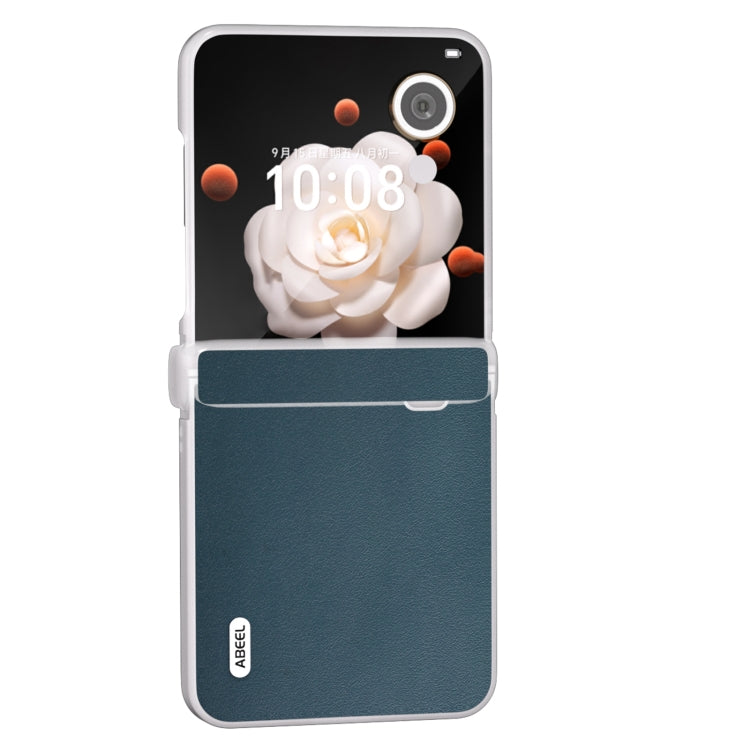 For Honor Magic V Flip ABEEL Three Parts Frosted Translucent Frame Genuine Leather Xiaoya Series Phone Case
