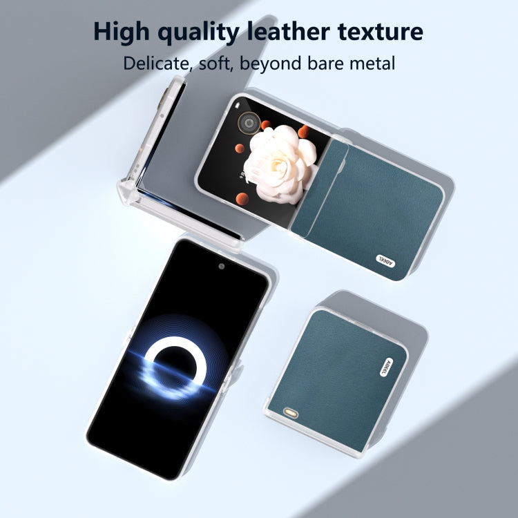 For Honor Magic V Flip ABEEL Three Parts Frosted Translucent Frame Genuine Leather Xiaoya Series Phone Case