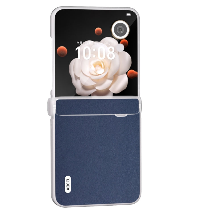 For Honor Magic V Flip ABEEL Three Parts Frosted Translucent Frame Genuine Leather Xiaoya Series Phone Case