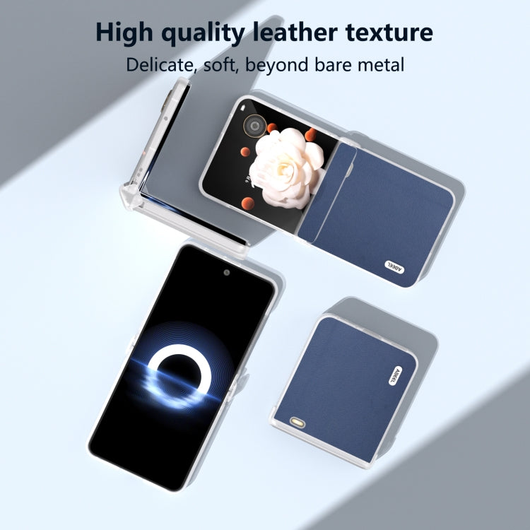For Honor Magic V Flip ABEEL Three Parts Frosted Translucent Frame Genuine Leather Xiaoya Series Phone Case