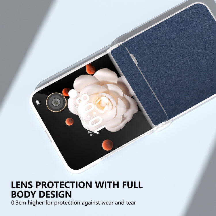 For Honor Magic V Flip ABEEL Three Parts Frosted Translucent Frame Genuine Leather Xiaoya Series Phone Case