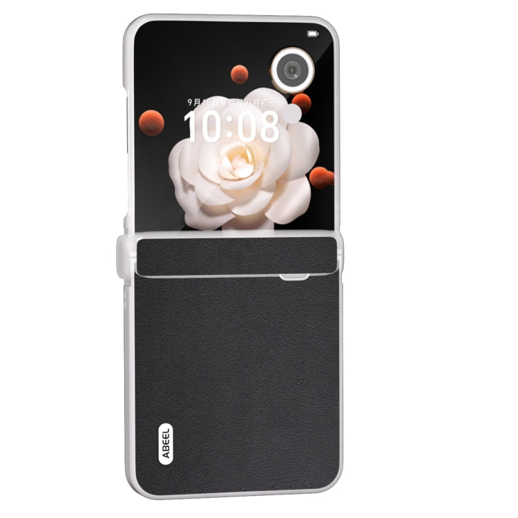 For Honor Magic V Flip ABEEL Three Parts Frosted Translucent Frame Genuine Leather Xiaoya Series Phone Case